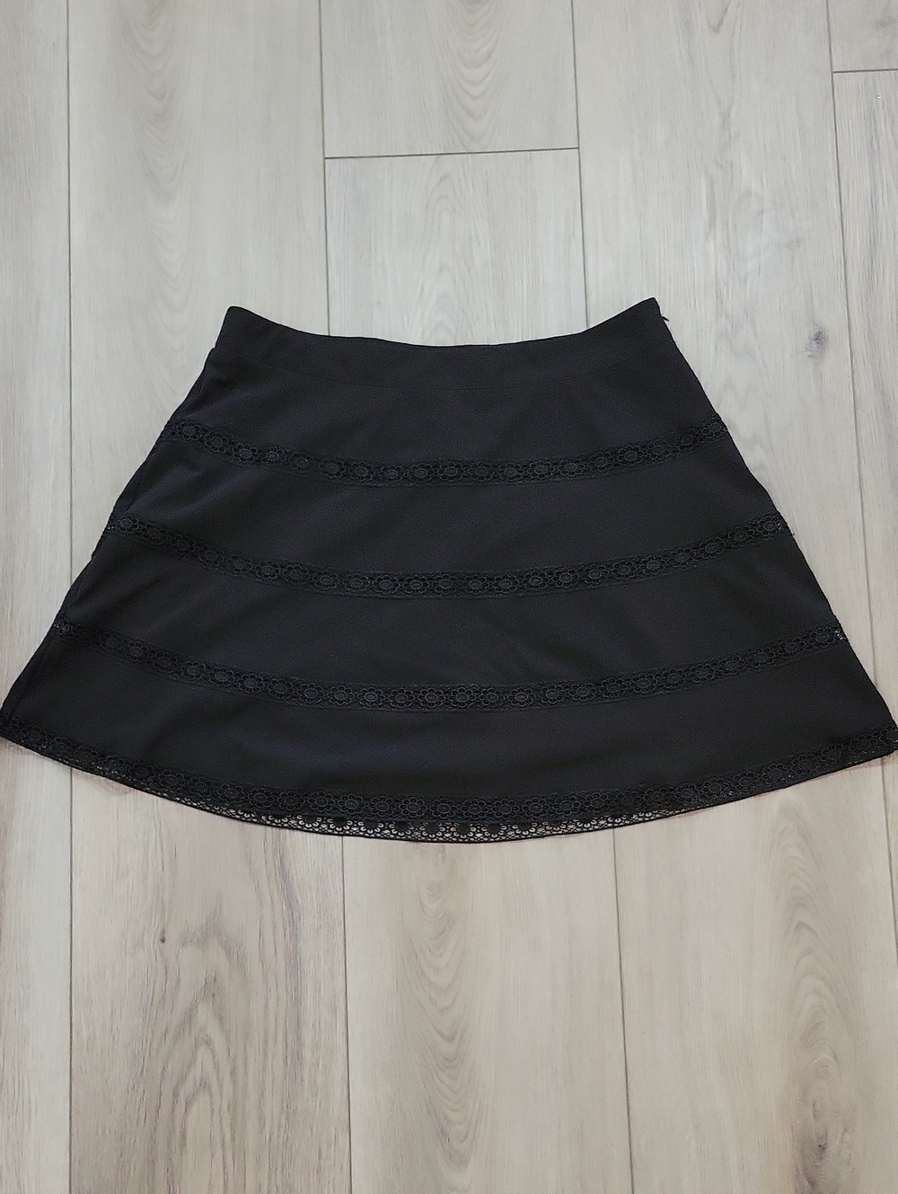 The Limited Black Circle Skater Skirt with Lace Bands